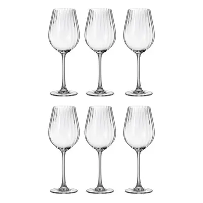 Juego de 6 Copas vino 50cl vidrio relieve Optic Bohemia