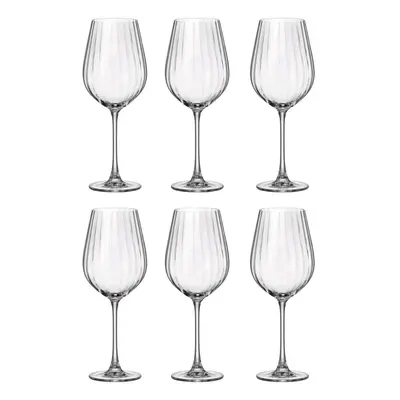 Juego de 6 Copas vino vidrio 65cl relieve Optic Bohemia