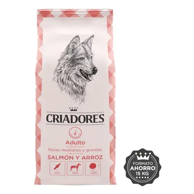 15 kg Criadores Adulto Salmón y Arroz pienso para perros de razas medianas y grandes