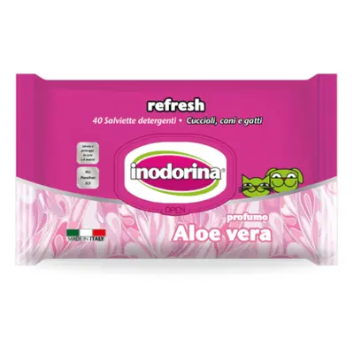 40 UN Inodorina Refresh Toallitas Húmedas Aloe Vera para perros y gatos