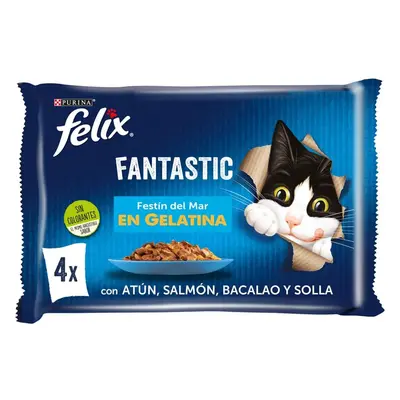 24 sobres x 85 g Felix Fantastic Festín del Mar sobres en gelatina para gatos ¡Pack ahorro!