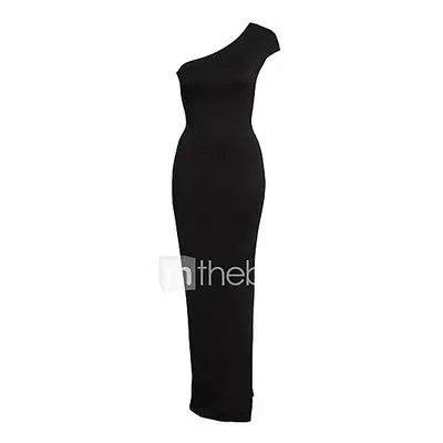 De las mujeres Tallas Grandes Vestido Sexy / Fiesta Un Color Maxi Escote Inclinado Poliéster / L