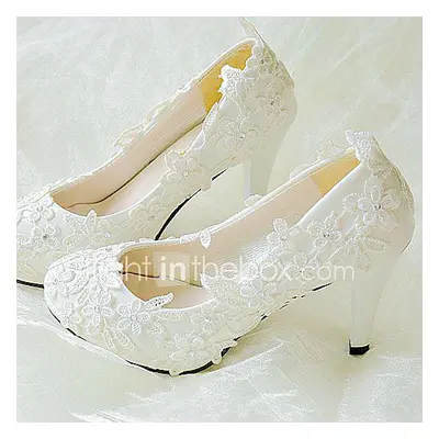 Mujer Zapatos de boda Talón Descubierto Encaje PU Primavera Otoño Boda Vestido Fiesta y Noche Pe