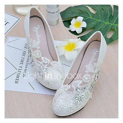 Mujer Zapatos de boda Talón Descubierto Encaje Semicuero Primavera Otoño Boda Vestido Fiesta y N