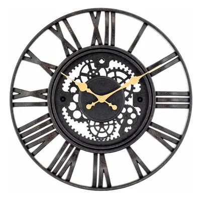 Reloj de Pared Vintage Troquelado Negro/Dorado Ø38 cm O91