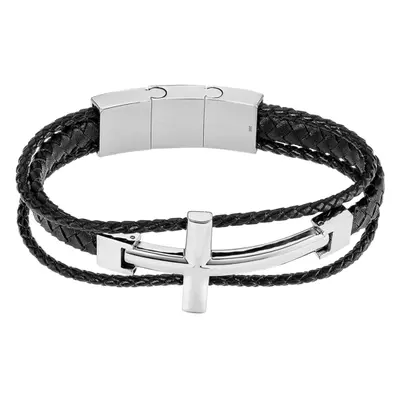 Pulsera Cruz Lotus Style Men In Black Ls2379-2/1 Acero Inoxidable 316l, Hombre