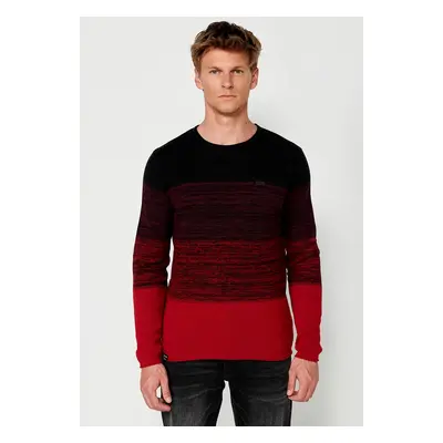 Jersey tricot con cuello redondo y color degradado en rayas anchas para hombre de color rojo