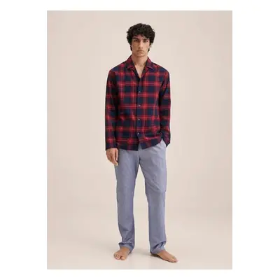 MANGO MAN - Camisa pijama cuadros franela azul marino oscuro - Hombre