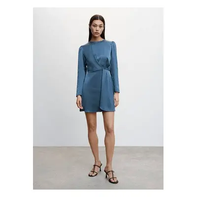 MANGO - Vestido satinado azul - Mujer