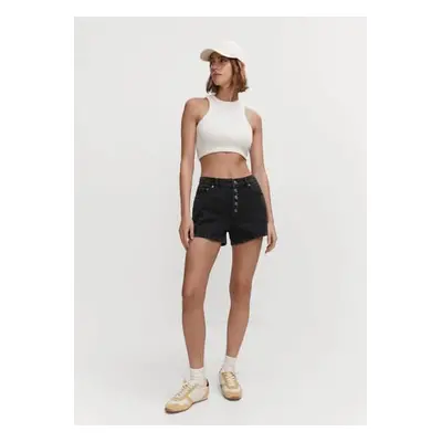 MANGO - Shorts vaqueros botones gris oscuro - Mujer