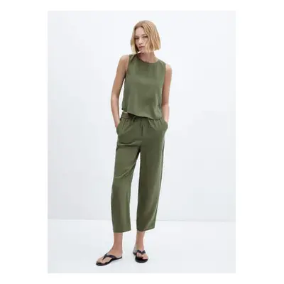 MANGO - Blusa modal tirantes anchos verde bosque - Mujer