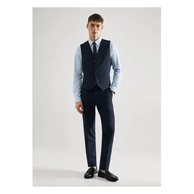 MANGO MAN - Chaleco traje cuadros super slim fit azul marino oscuro - Hombre