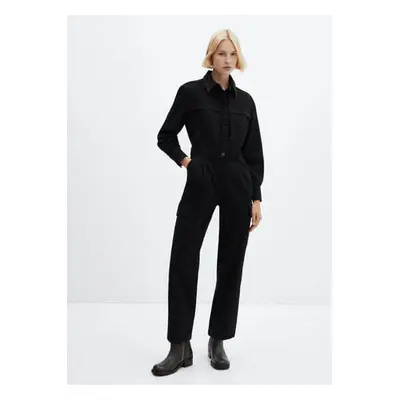 MANGO - Mono vaquero cargo denim negro - Mujer