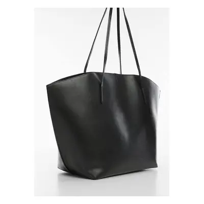 MANGO - Bolso shopper doble asa negro - Talla única - Mujer