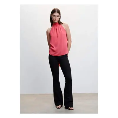 MANGO - Blusa lazo cuello halter fucsia - Mujer