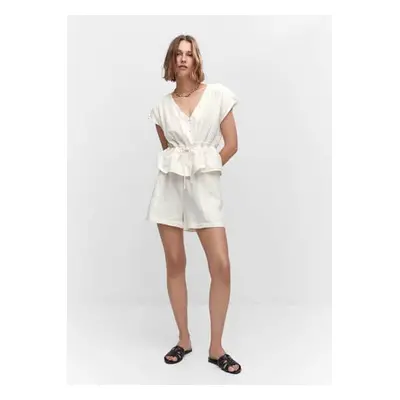 MANGO - Blusa textura lazo blanco roto - Mujer