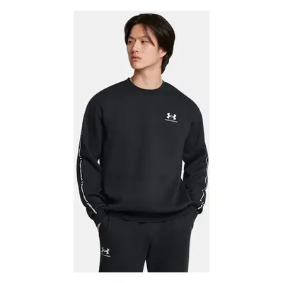 Sudadera con cuello redondo Under Armour Icon Fleece Taping para hombre Negro / Blanco L