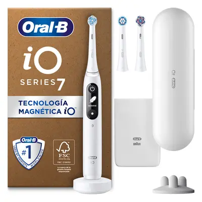 Oral-B iO 7 Pack de Cepillo Eléctrico Blanco Alabastro con 3 Recambios