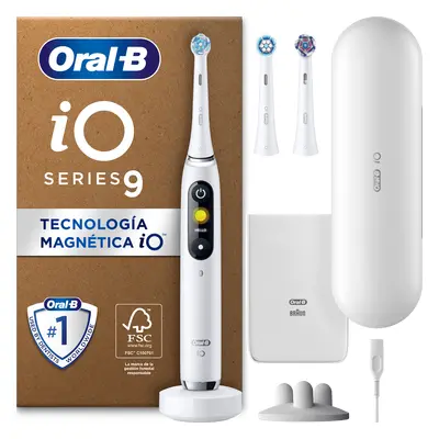 Oral-B iO 9 Pack de Cepillo Eléctrico Blanco Alabastro con 3 Recambios