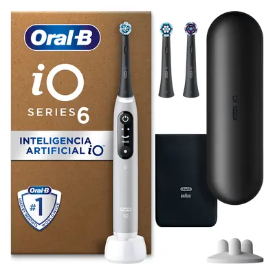 Oral-B iO 6 Pack de Cepillo Eléctrico Gris con 3 Recambios y estuche de viaje