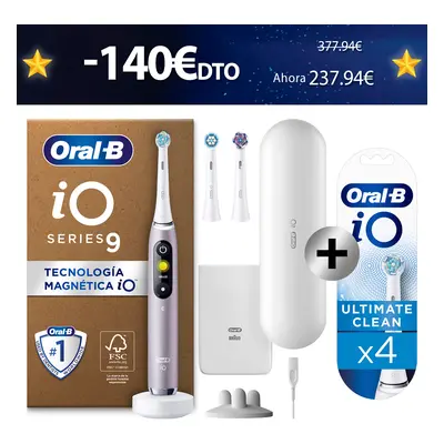 Oral-B iO 9 Pack de Cepillo Eléctrico Rosa Cuarzo con 3 + 4 Recambios