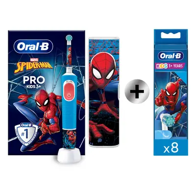 Oral-B Pro Kids Spiderman Cepillo Eléctrico con 1 + 8 Recambios