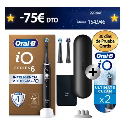 Oral-B iO 6 Pack de Cepillo Eléctrico Lava Negra con 3 + 2 Recambios