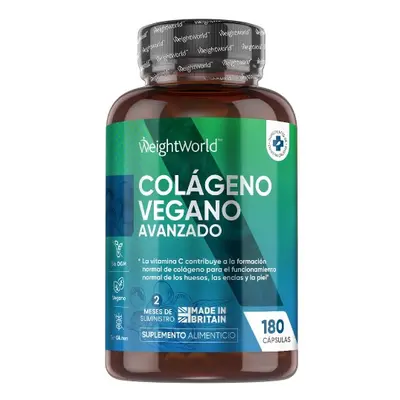 Colágeno Vegano Avanzado - 180 Cápsulas - Suplemento Con Resveratrol, Vitamina C, Zinc, Ácido Hi