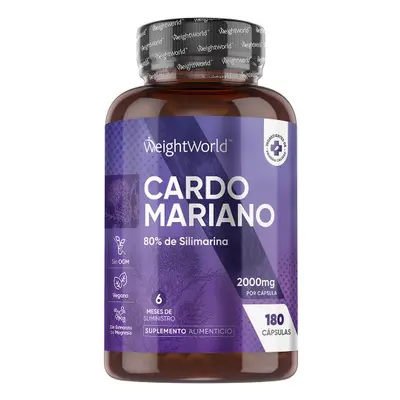 Cardo Mariano - 2000 mg 180 cápsulas - Suplemento Detox para Salud del Hígado y Apoyo Digestivo