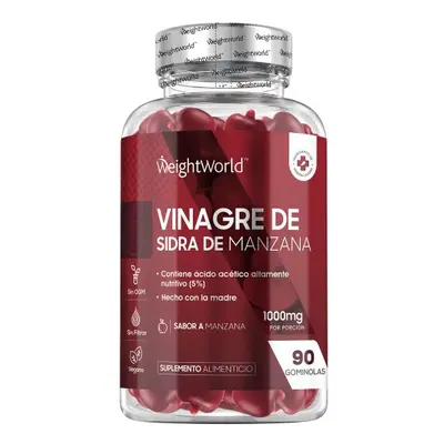 Gominolas de Vinagre de Sidra de Manzana - 1000 mg 90 gominolas - Suplemento Detox con Ácido Acé