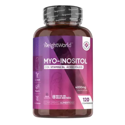 Myo-Inositol 4000 mg 120 comprimidos - Fórmula con Vitamina B6, Ácido Fólico y Cromo para el Bienestar Femenino