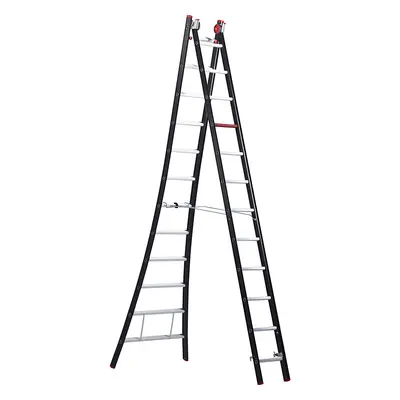 Altrex Escalera multiusos NEVADA, de 2 tramos, en negro, 2 x 12 peldaños estrechos