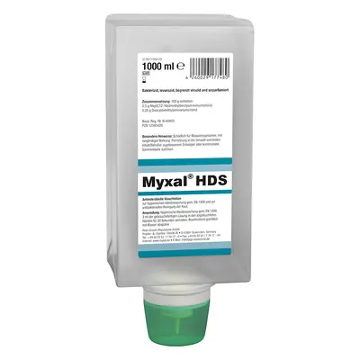 Loción de lavado antimicrobiana MYXAL® HDS, según EN 1499, UE 6 botes de 1 l, descontaminante