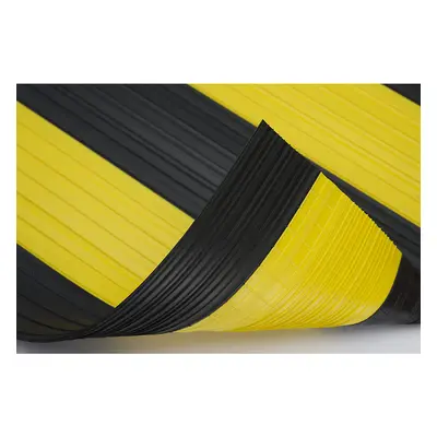 EHA Alfombrilla de PVC blando, con superficie cerrada, rollo de 10 m, negro-amarillo, anchura 80