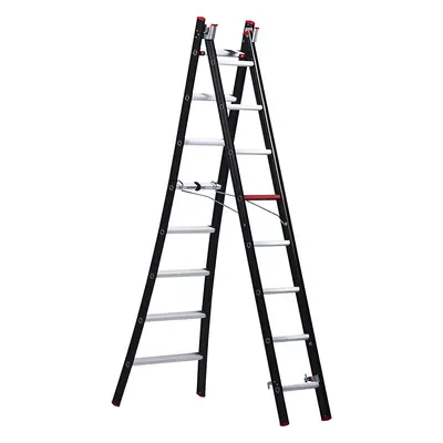 Altrex Escalera multiusos NEVADA, de 2 tramos, en negro, 2 x 8 peldaños estrechos