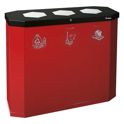 Recipiente para separar materiales Sixco swing, capacidad 3 x 45 l, rojo rubí