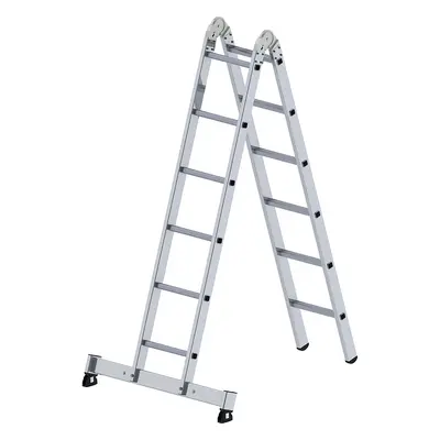 MUNK Escalera plegable de aluminio, puede usarse como escalera de mano y de tijera, 2 x 6 peldañ