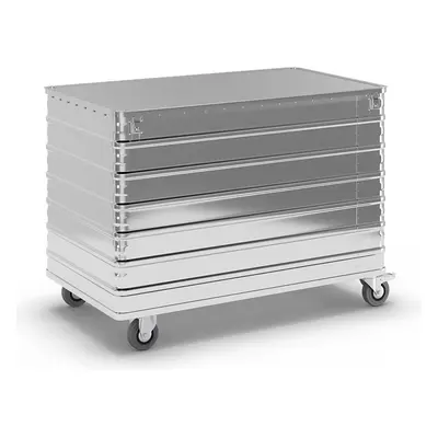 Gmöhling Carro-caja de aluminio, de pared continua, con tapa, bajo llave, capacidad 656 l