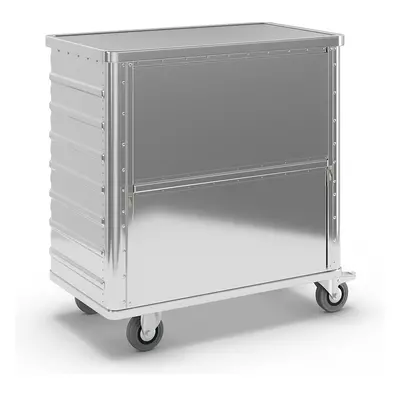 Gmöhling Carro-caja de aluminio, pared lateral descendible, con tapa, capacidad 355 l