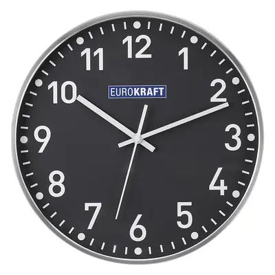 Eurokraft pro Reloj de pared, Ø 300 mm, mecanismo de relojería de cuarzo, esfera gris grafito