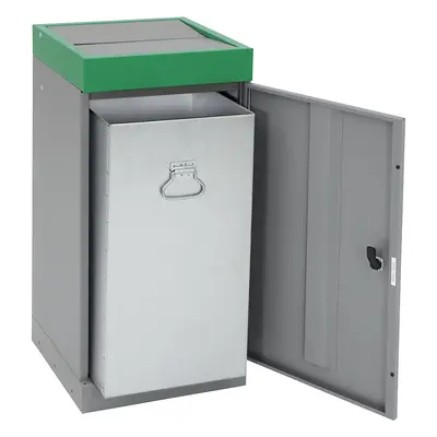 Recipiente con puerta batiente para separar materiales, suelto, capacidad 70 l, tapa de color ve