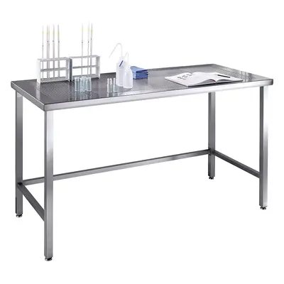 Mesa para salas blancas de acero inoxidable con tablero de trabajo perforado, de acero inoxidabl