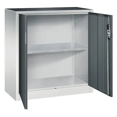 C+P Armario auxiliar de taller con puertas batientes, anchura x profundidad 930 x 400 mm, gris l