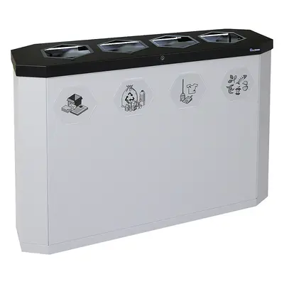 Recipiente para separar materiales Sixco smart, capacidad 4 x 45 l, gris luminoso