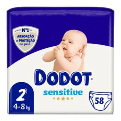 Pañal sensitive 4-8 kg talla 2 dodot 58uds