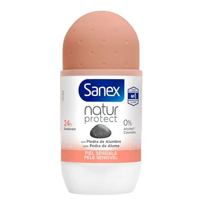 Desodorante roll-on sanex natur protect piel sensible 24h con piedra de alumbre 50ml