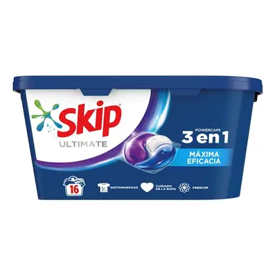 Detergente en cápsulas ultimate triple eficacia skip 16 uds