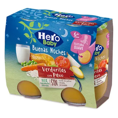 Tarrito buenas noches verduras con pavo hero baby 2x190 gr