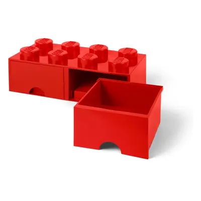 Ladrillo de almacenamiento rojo de 8 espigas con cajones LEGO