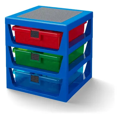 Cajonera transparente en bastidor azul LEGO